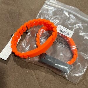 Two Marc By Marc Jacobs Orange Braided Silicone Rubber Braclets - NWT